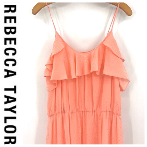 💕SALE Rebecca Taylor Silk Peach Spot Ruffle Dress - Picture 2 of 6